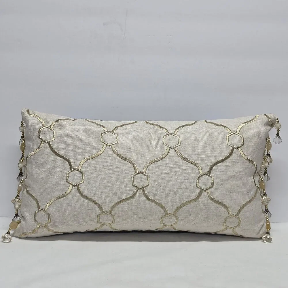 'Be Still And Know' Needlepoint Throw Pillow Beads Embellished Boho Cottagecore